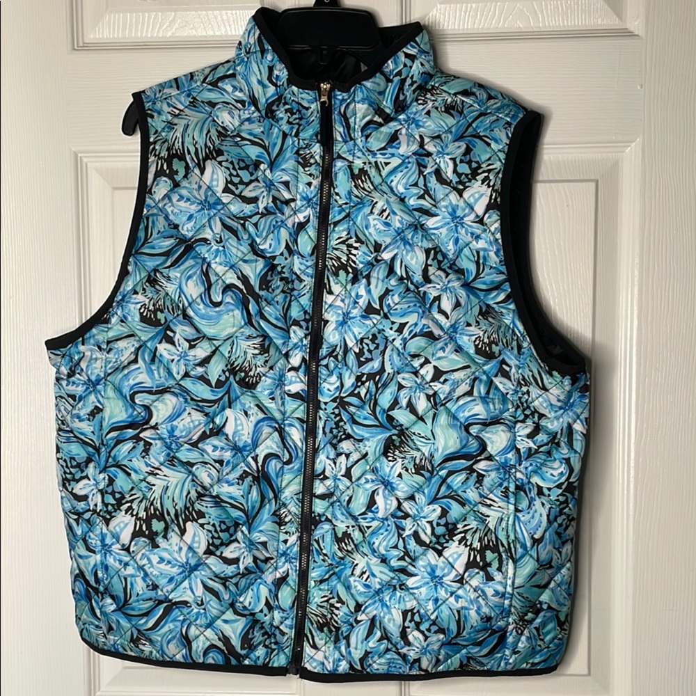 NWT Stella Parker Floral zip up quilted puffer Vest